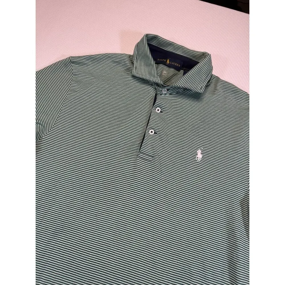 Polo Ralph Lauren Pro Fit Polo Shirt Men’s M Green Striped Cotton Blend Golf